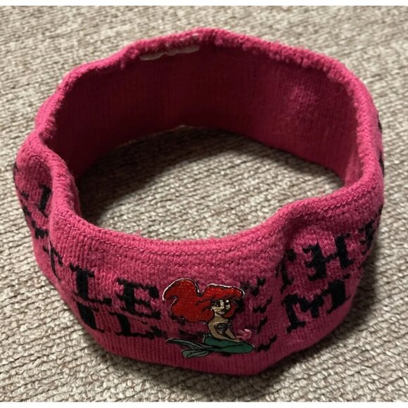 Vintage 90s Disney The Little Mermaid Fleece Ski Winter Headband Stretch Pink main image 6